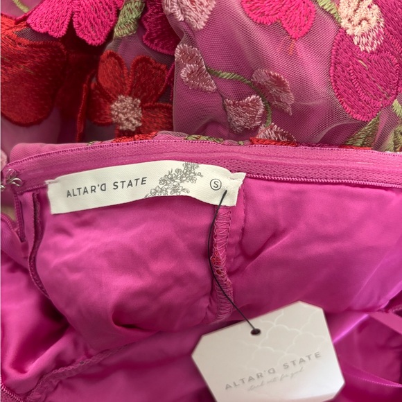 Altar'd State Pink Floral Appliqué Strapless Dress - Picture 3 of 4